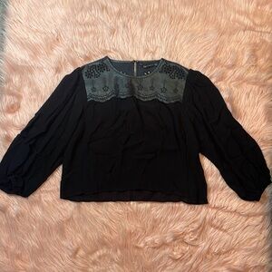 Zara Woman Black Faux Leather Blouse‎ Size Small
